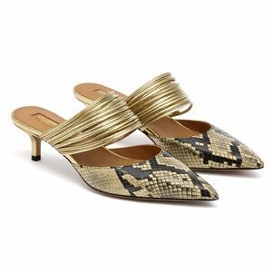 NWOB Aquazurra Snake Skin Mules Pointy Toe Size 36 Kitten Heel